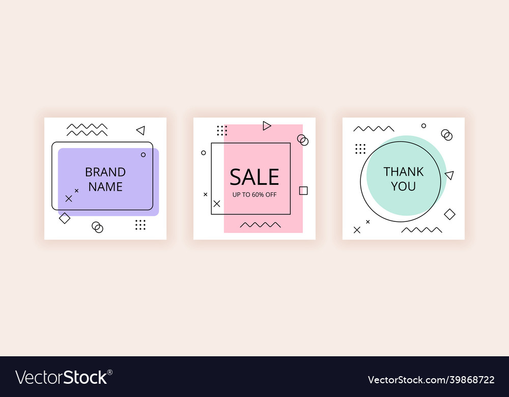 Set of editable abstract square banner template