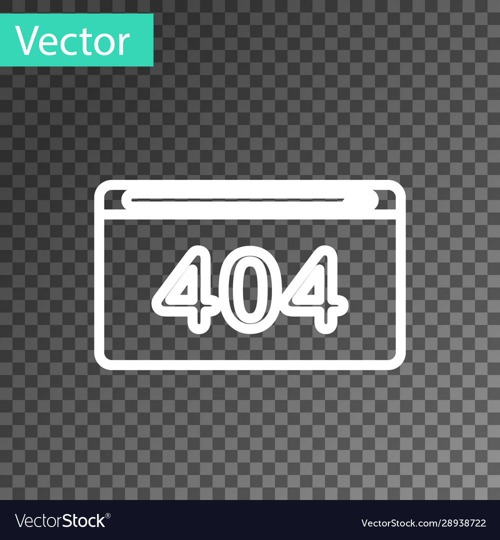 White line page with a 404 error icon isolated vector image White line page with a 404 error icon isolated