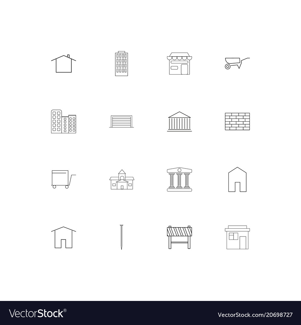 Buildings and constructions simple linear icons