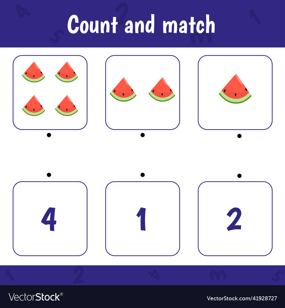 Count and match math activity game for kids vector image Count and match math activity game for kids