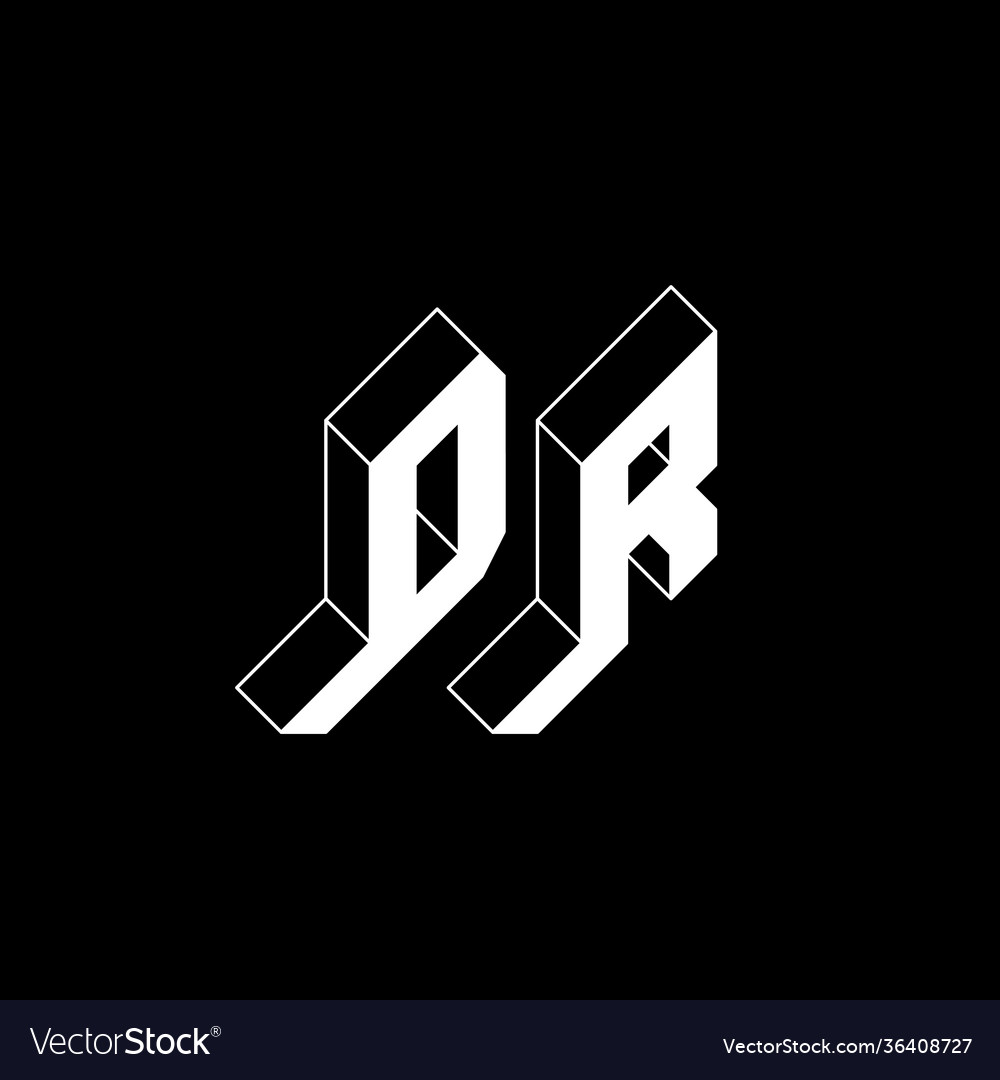 D and r - monogram or logotype isometric 3d font
