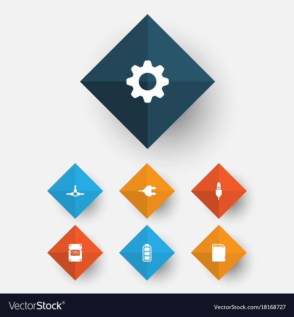 Hardware icons set collection of cpu settings