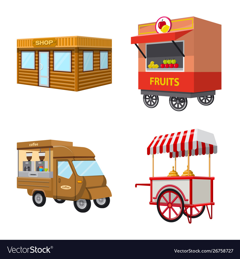 Isolated object booth and kiosk symbol set Vector Image Isolated object booth and kiosk symbol set