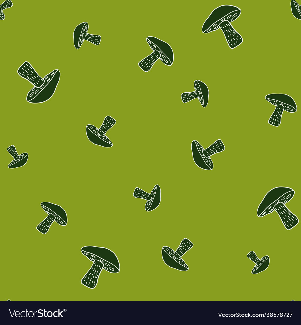 Leccinum scabrum mushroom random seamless pattern vector image Leccinum scabrum mushroom random seamless pattern