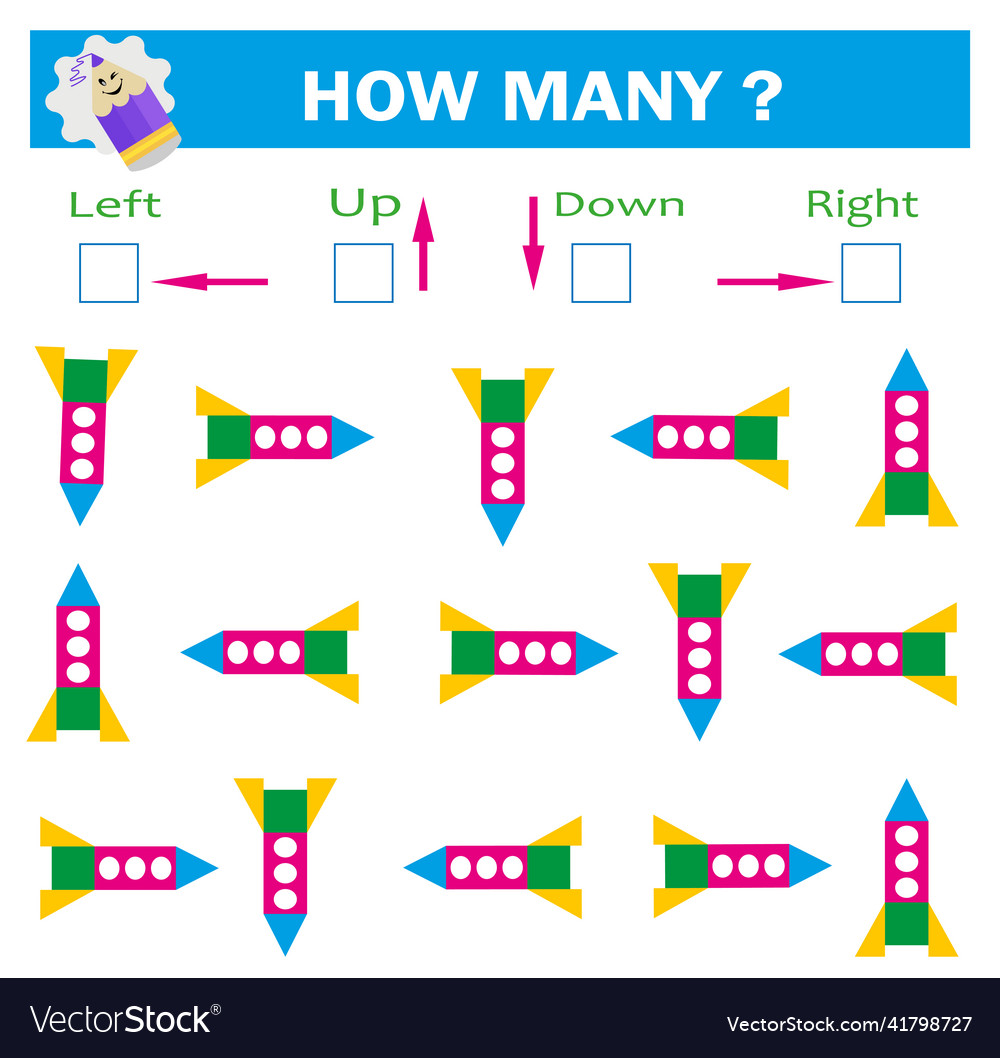 Left or right up or down logic game for kids Vector Image