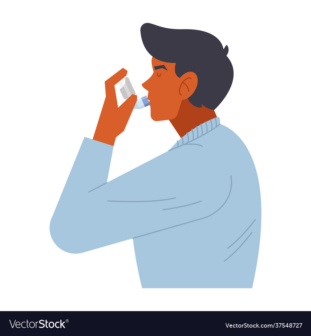 Man using inhaler