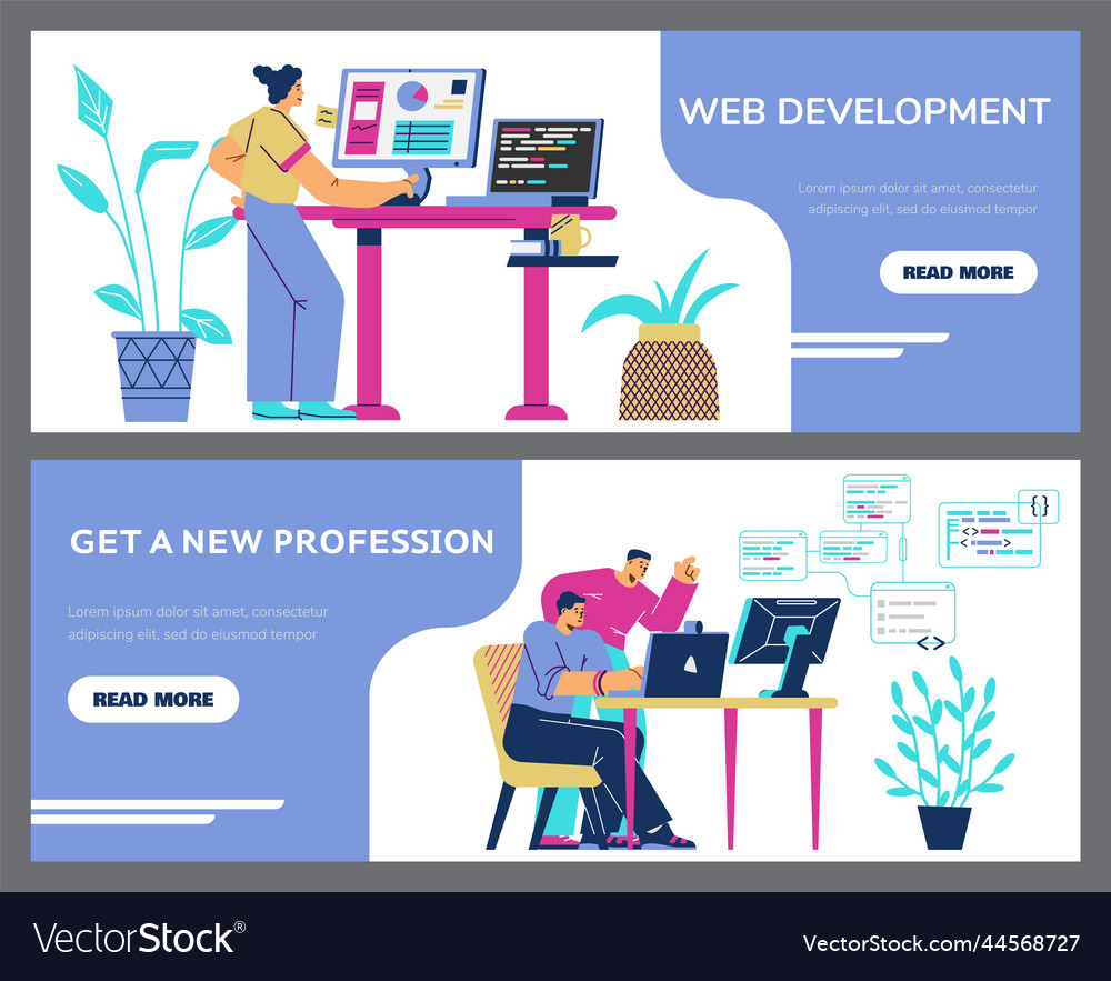 Profession of programmer and web developer vector image Profession of programmer and web developer