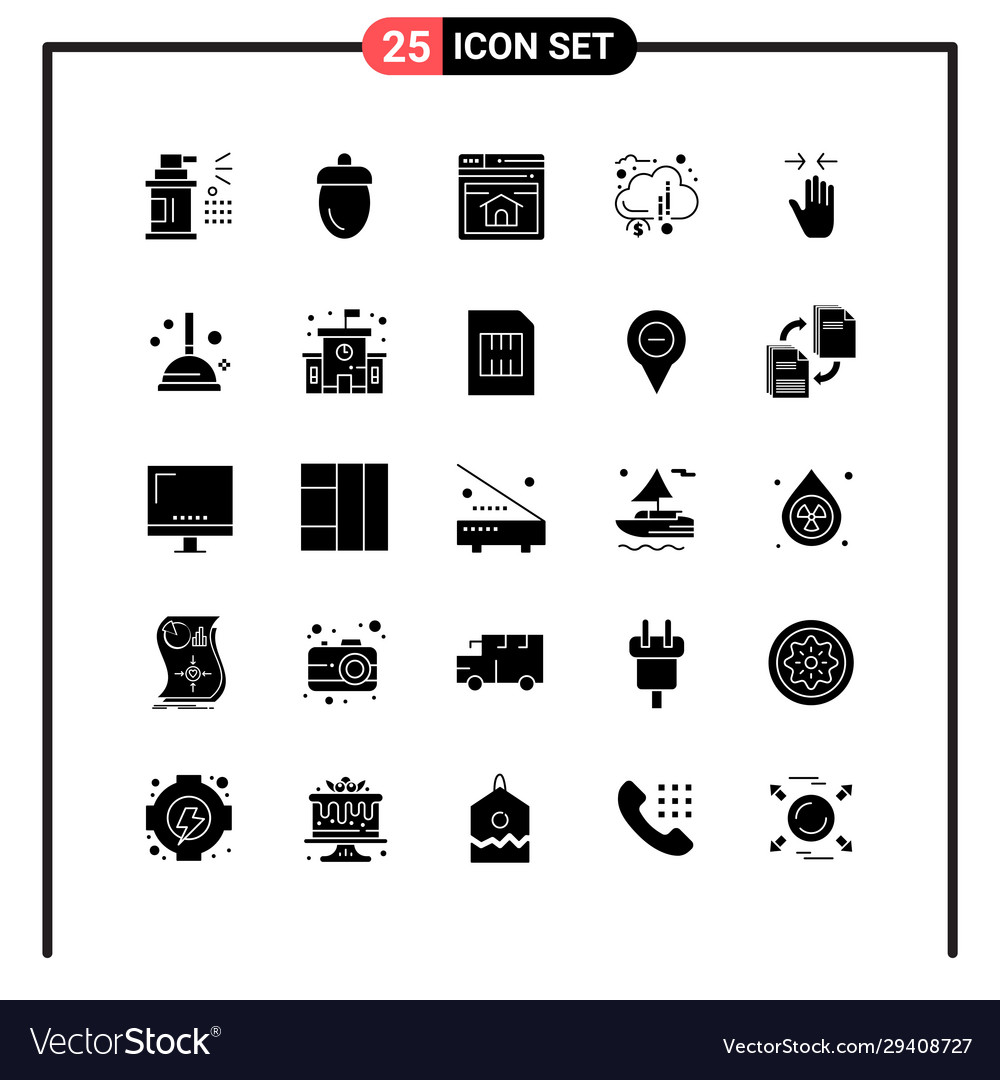 Set 25 solid style icons for web and mobile Vector Image Set 25 solid style icons for web and mobile