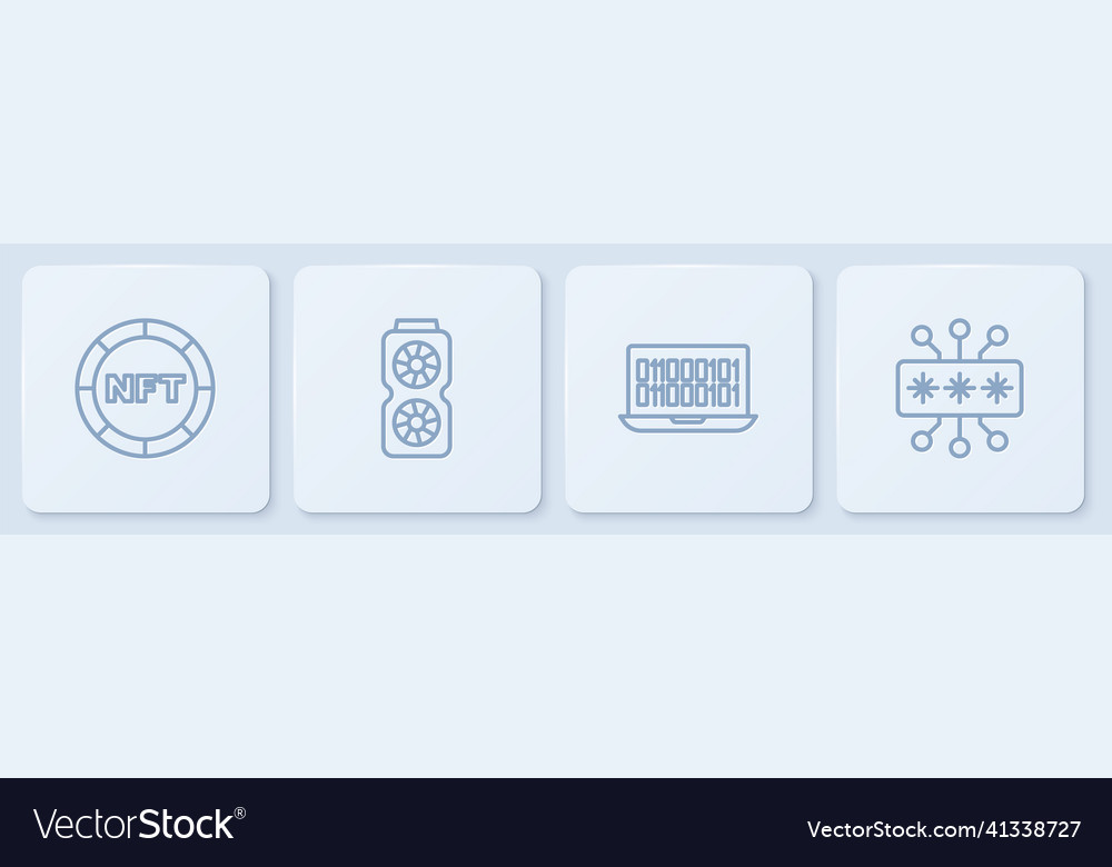 Set line nft digital crypto art binary code