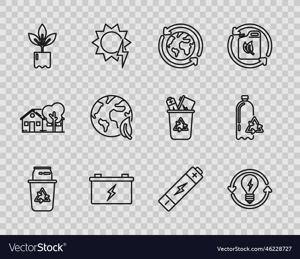 Set line recycle bin with symbol and can