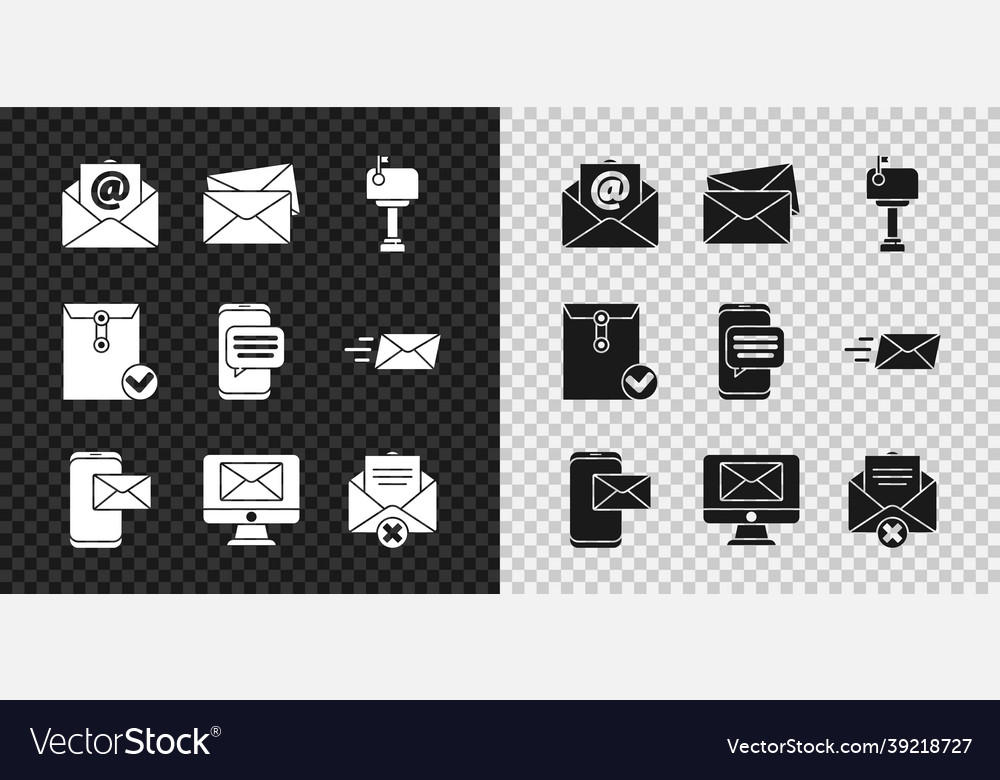 Set mail and e-mail envelope box mobile Vector Image Set mail and e-mail envelope box mobile