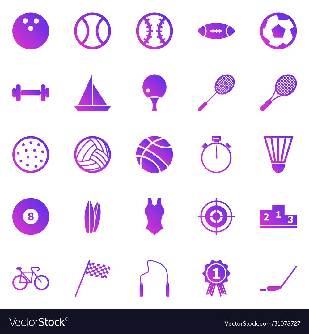 Sport gradient icons on white background vector image Sport gradient icons on white background