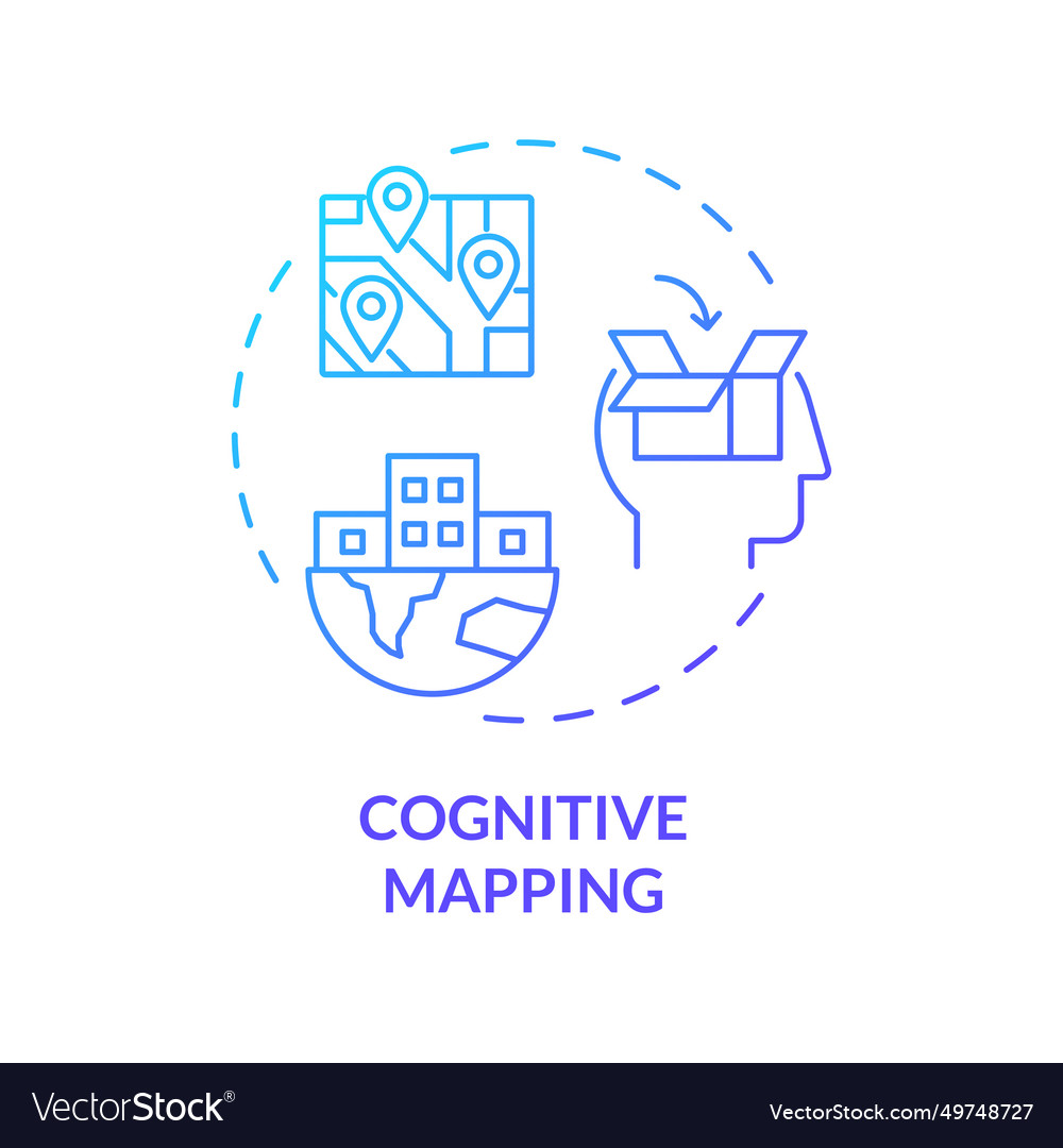 Thin line simple gradient cognitive mapping icon