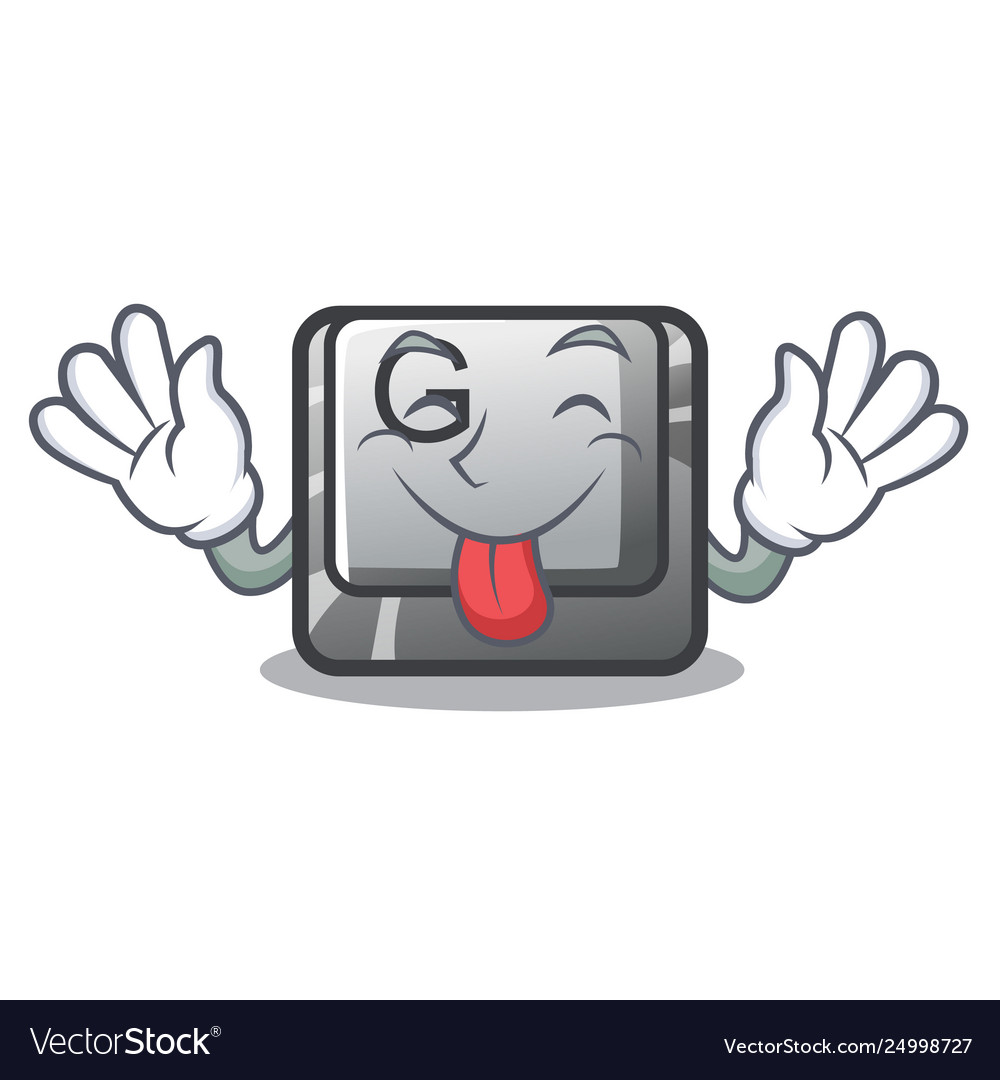 Tongue out button g installed on mascot computer Vector Image Tongue out button g installed on mascot computer