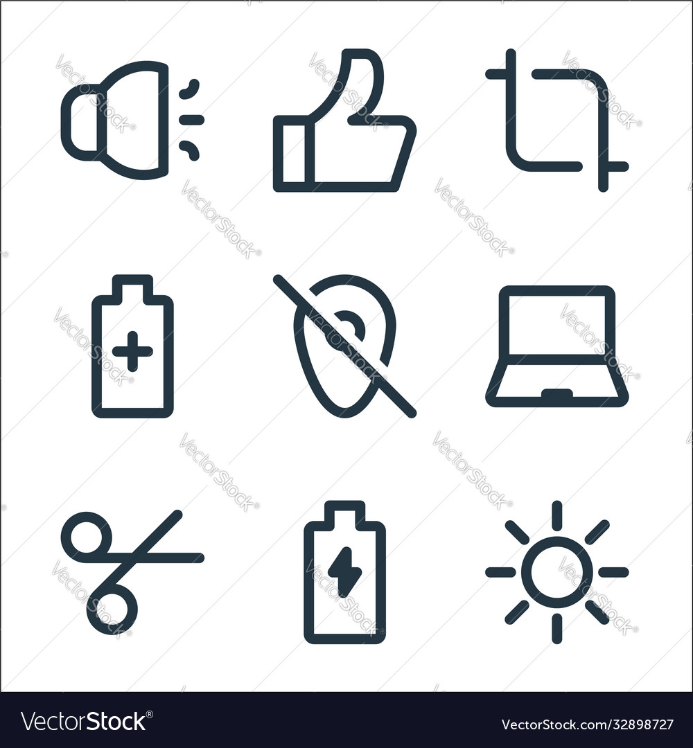 User interface line icons linear set quality vector image User interface line icons linear set quality