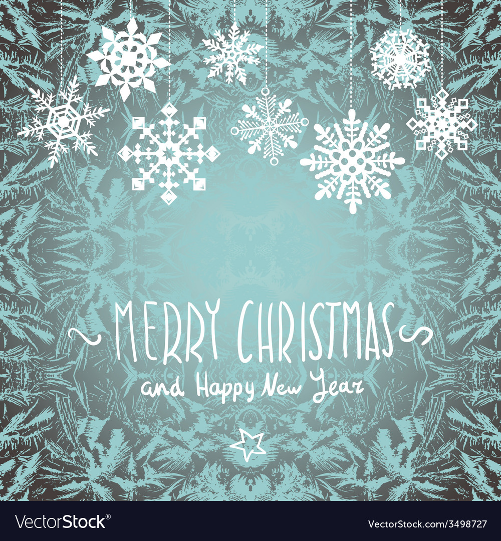 Winter merry christmas card with snowflakes