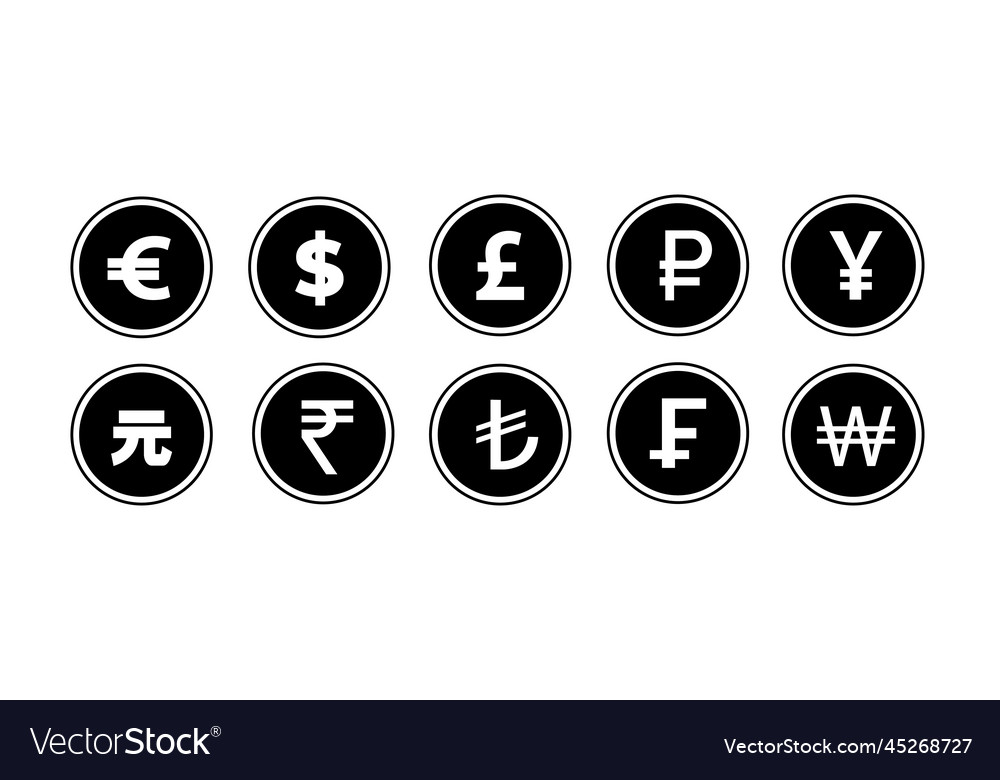 World currency coins icon Royalty Free Vector Image