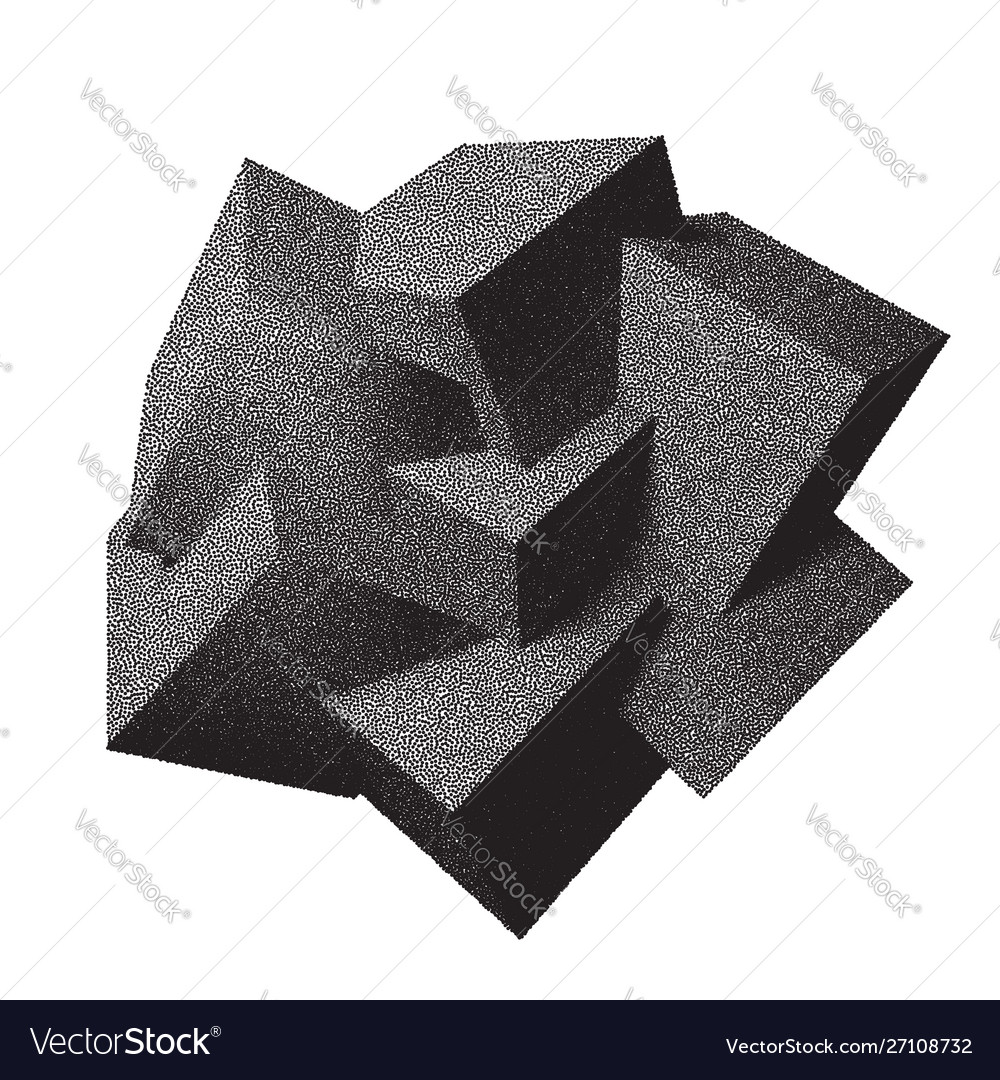 Abstract 3d overlapping dotwork cubes vector image Abstract 3d overlapping dotwork cubes