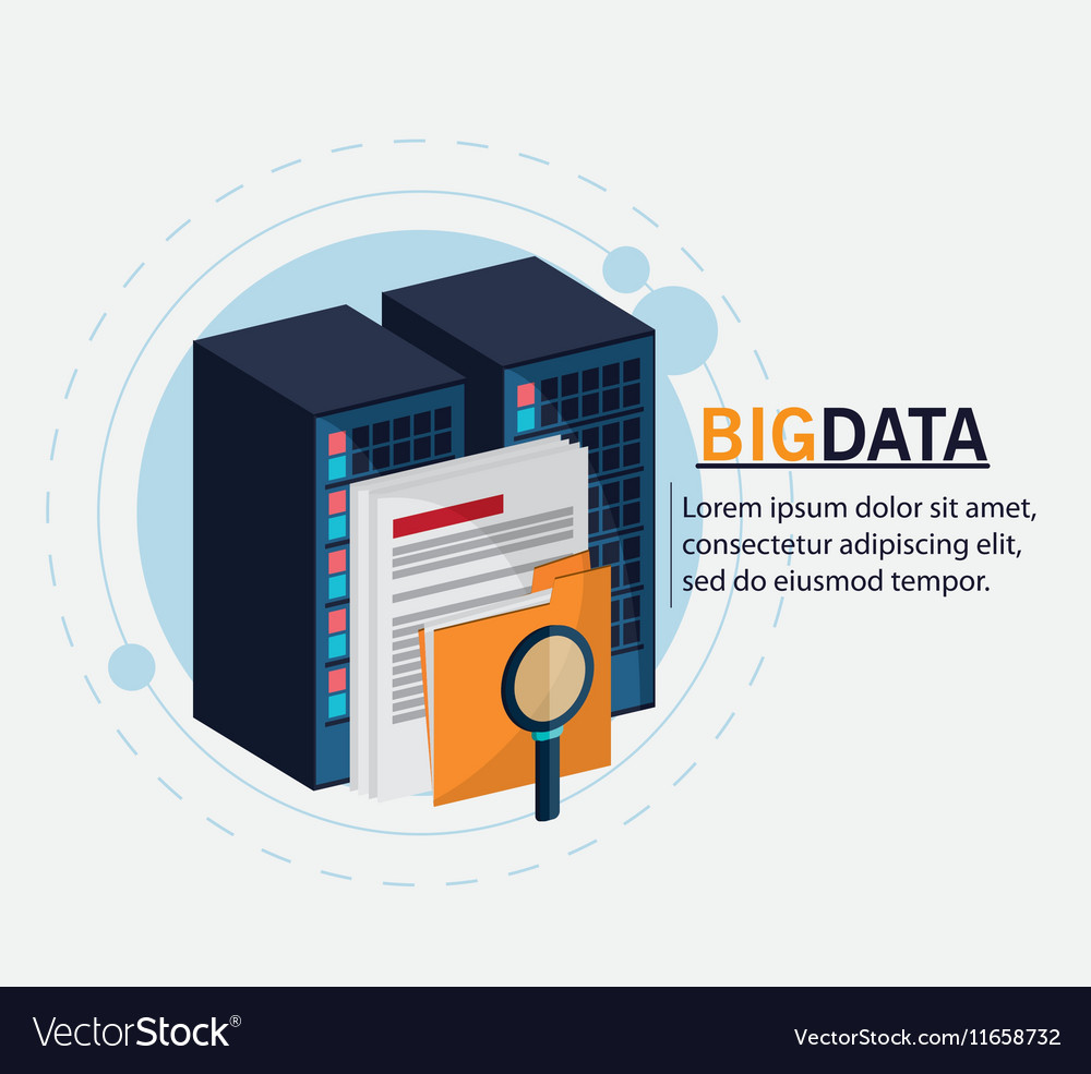 Big data center base and web hosting icon set