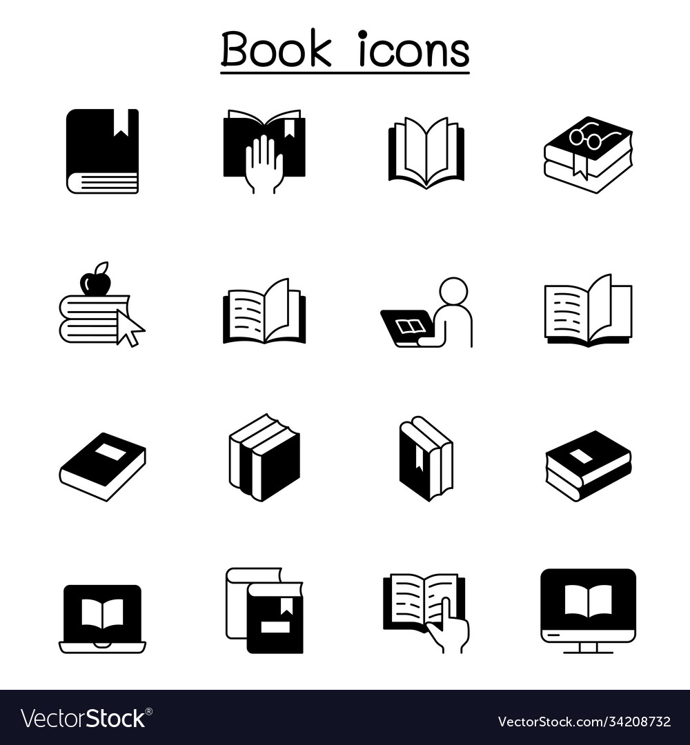 Book icons set graphic design Royalty Free Vector Image