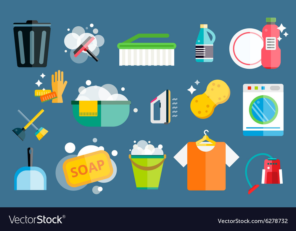 Cleaning icons set clean service Royalty Free Vector Image