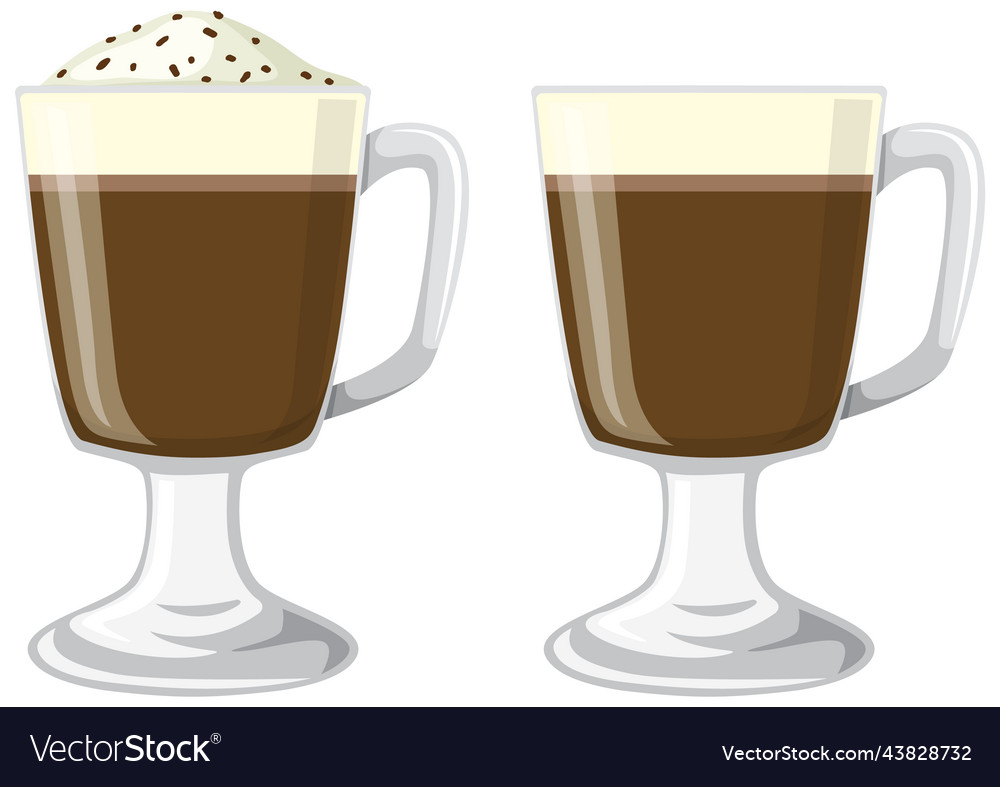 Coffee latte with cream and without