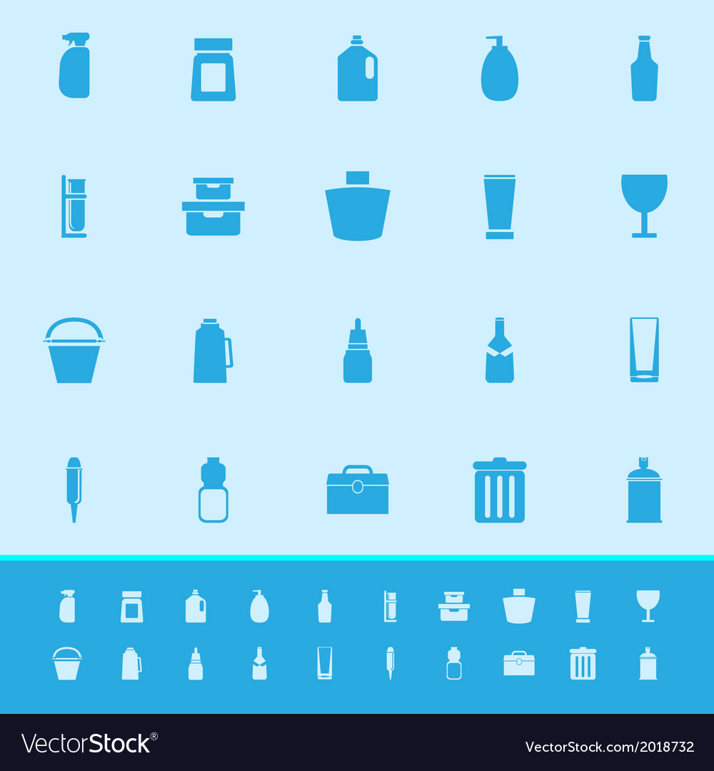 Color Bottle Icon Set on Blue