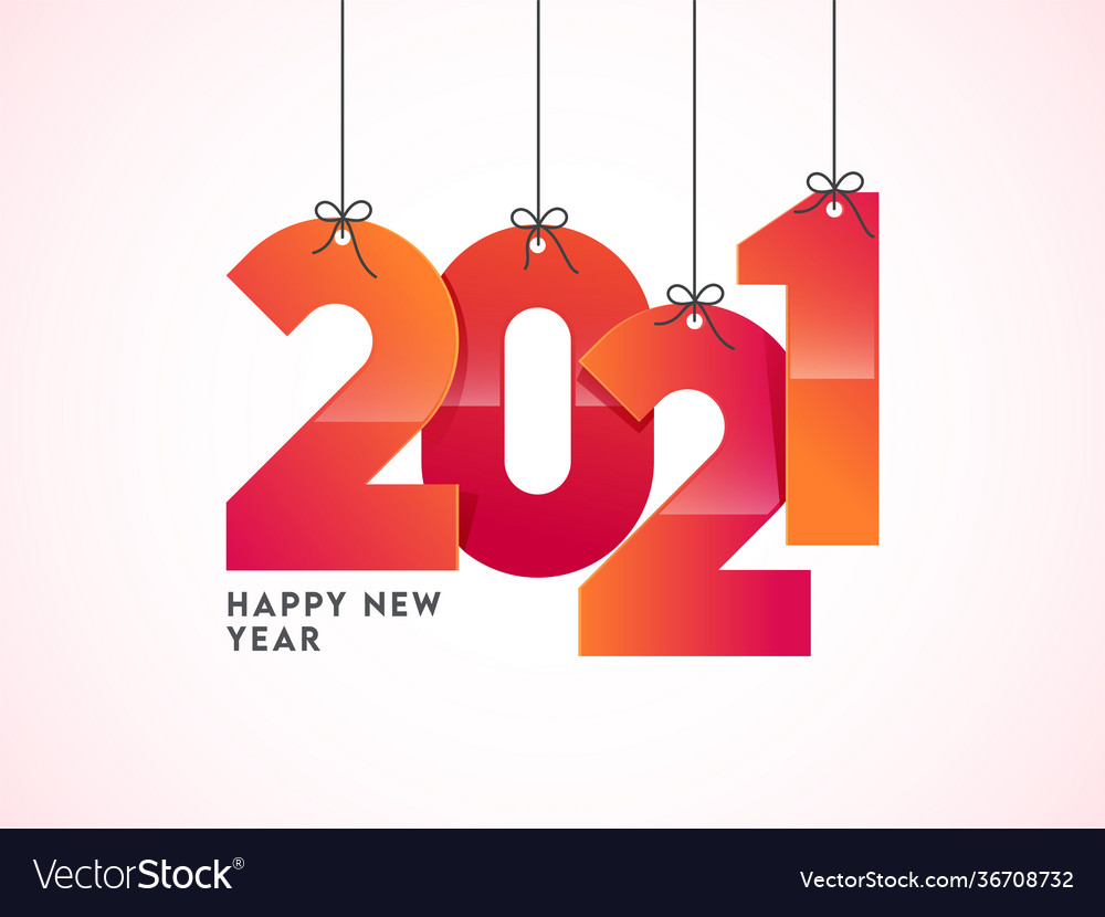 Glossy gradient 2021 number hang on white