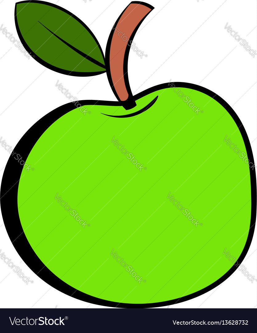 Green apple icon cartoon