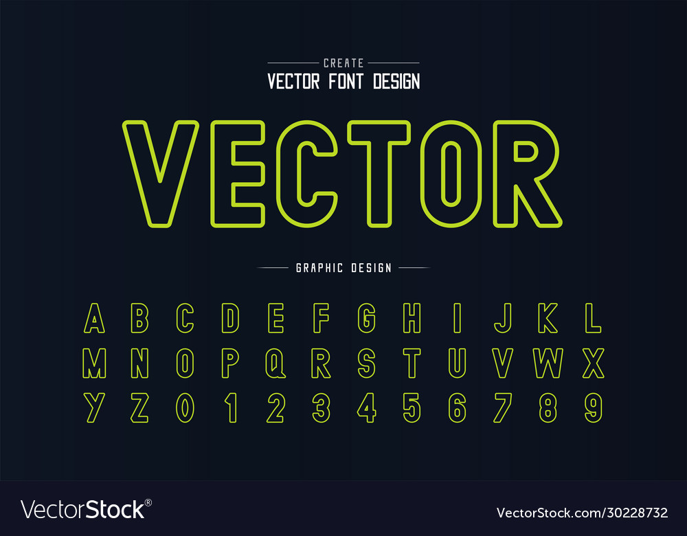 Green line font and alphabet style typeface vector image Green line font and alphabet style typeface
