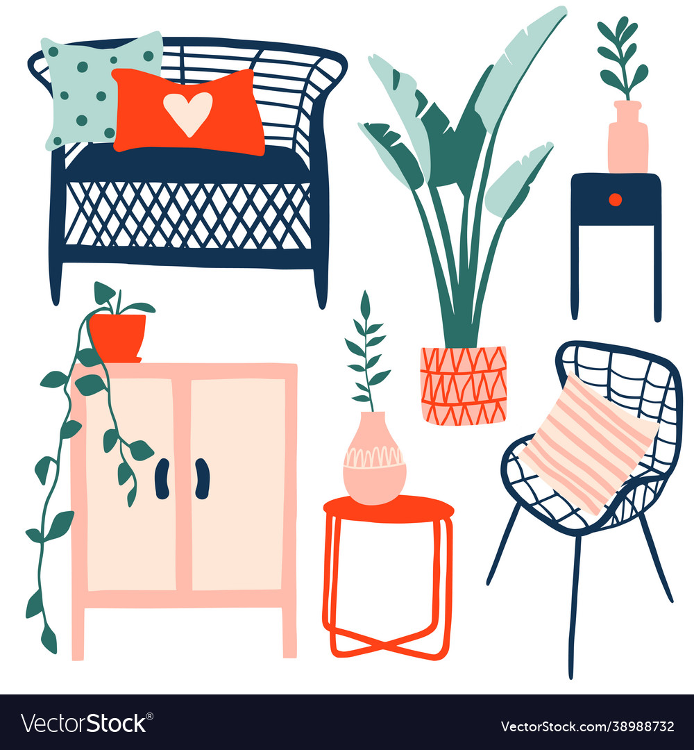 Interior home design set Royalty Free Vector Image