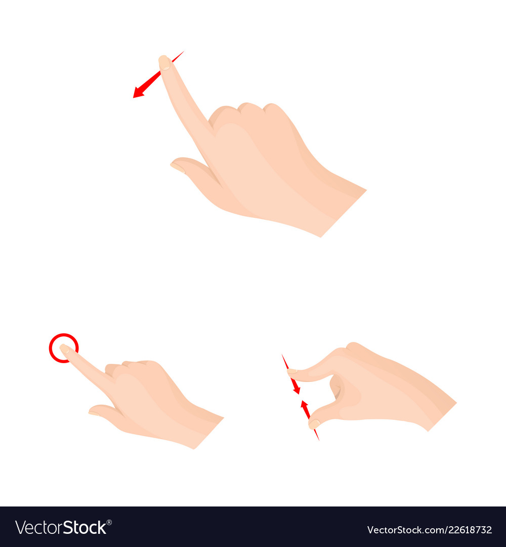 Isolated object of touchscreen and hand symbol