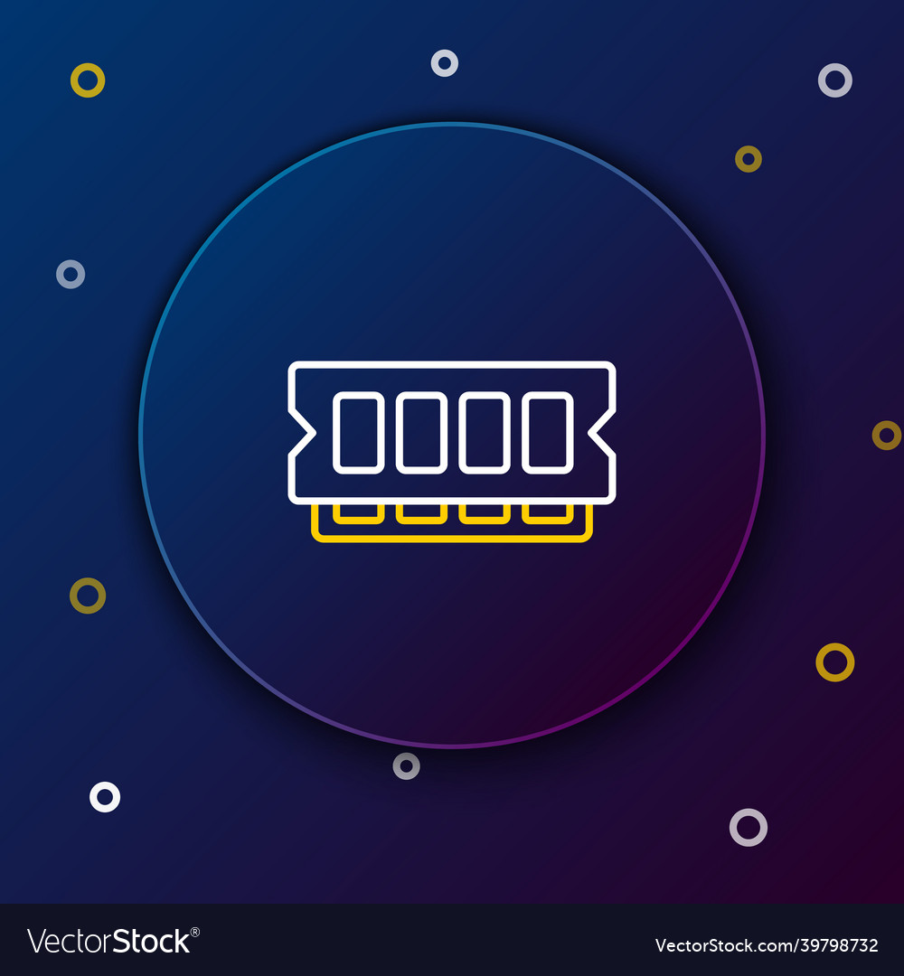 Line ram random access memory icon isolated