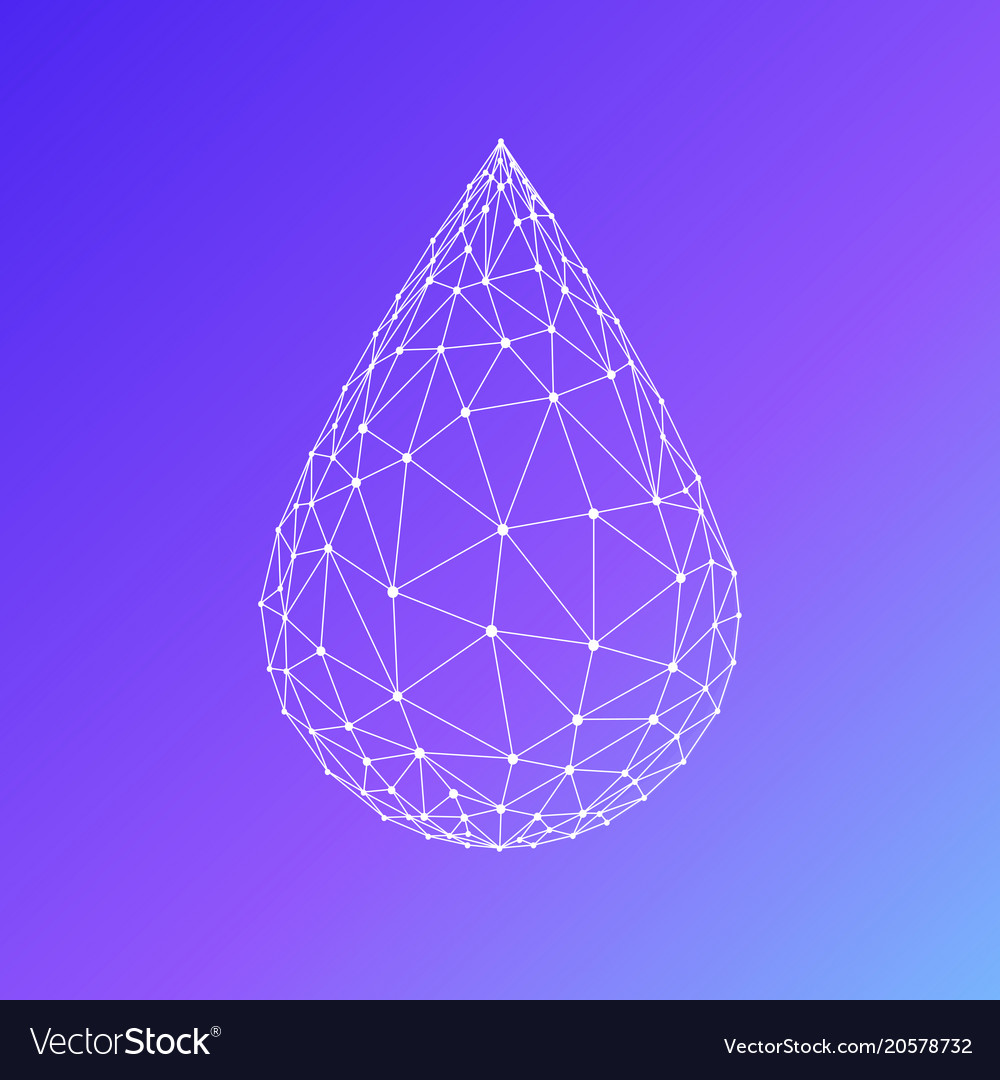 Polygon water drop isolated on gradient background