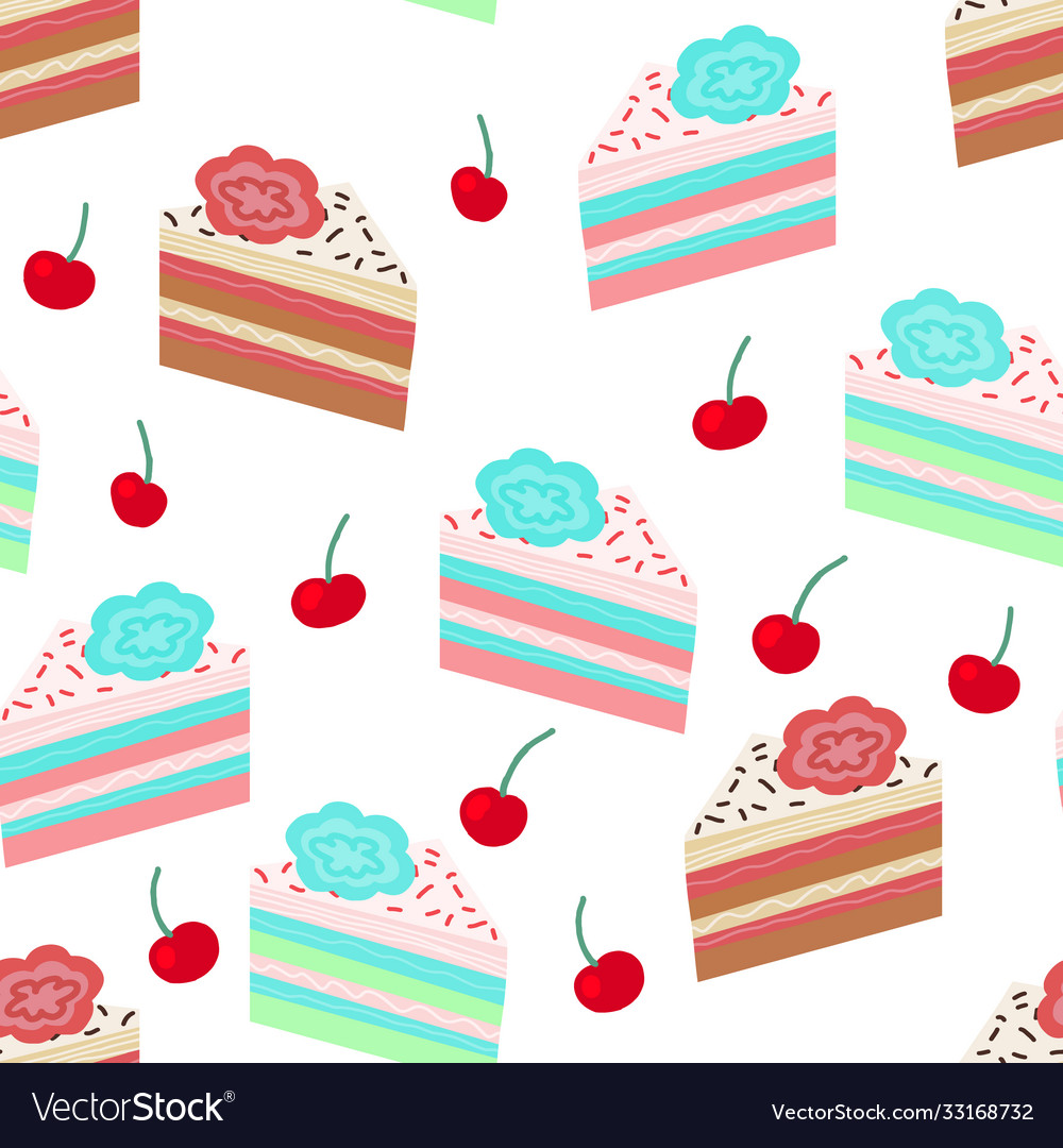 Seamless pattern with cake slices vector image Seamless pattern with cake slices