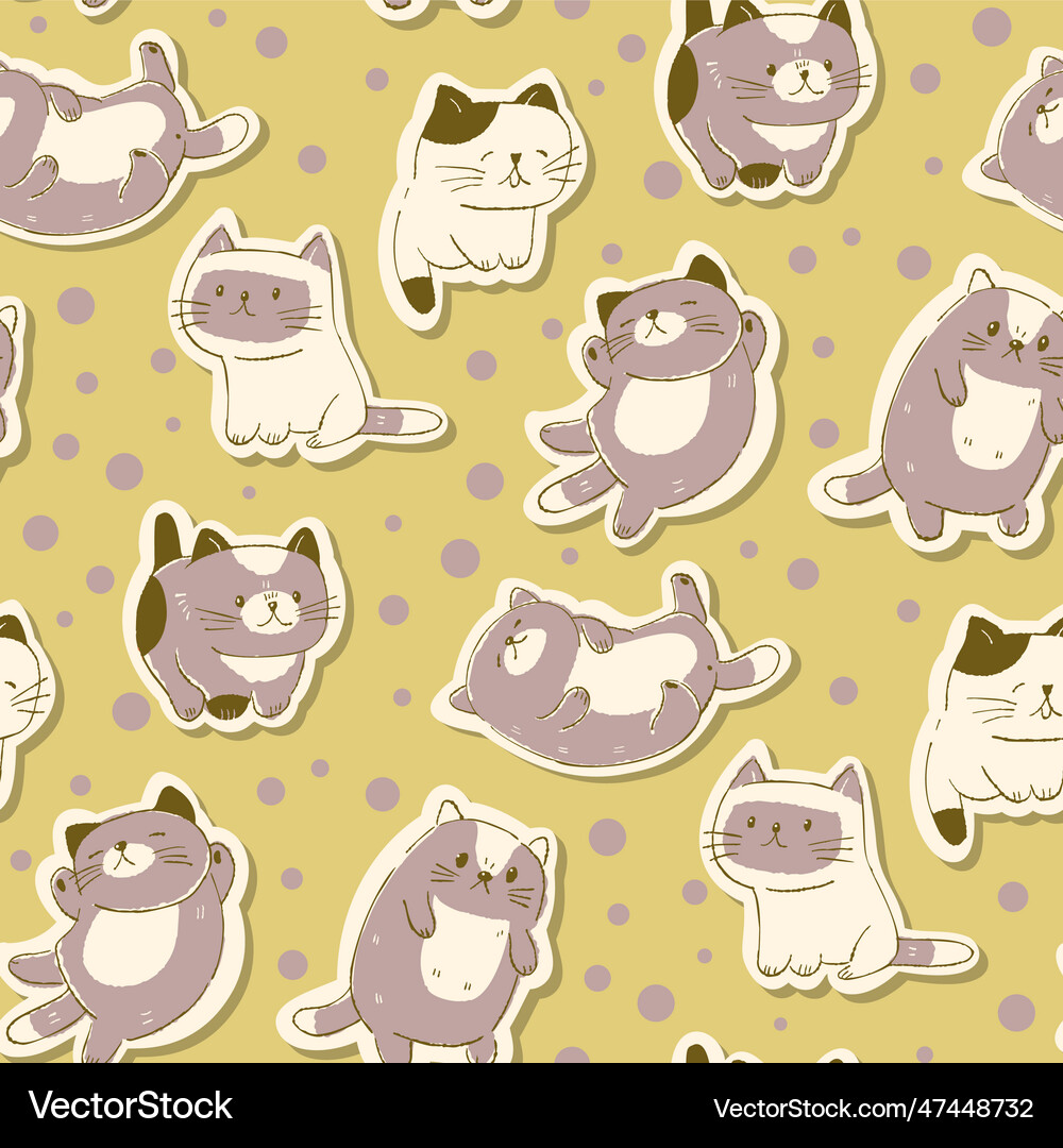 Seamless pattern with cute cats Royalty Free Vector Image