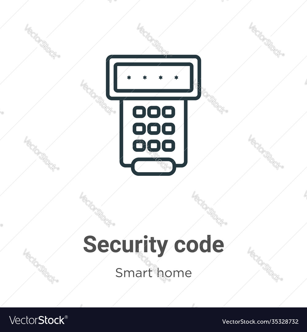 Security code outline icon thin line black