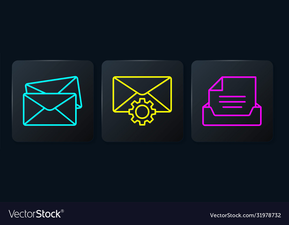 Set line envelope drawer with document vector image Set line envelope drawer with document
