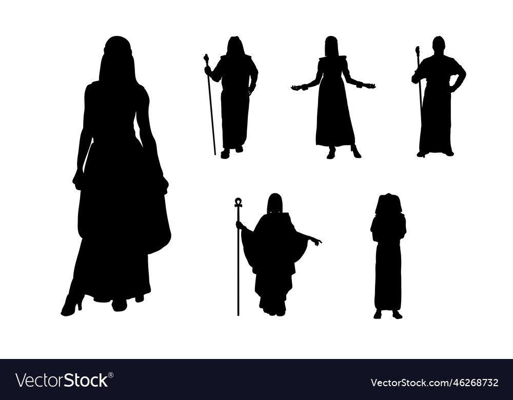 Set of silhouettes ancient egypt people