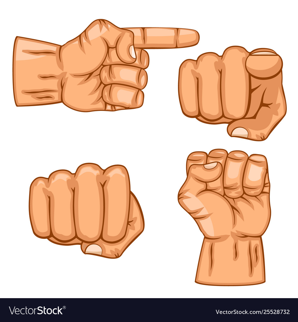 Set realistic hands on a white different type Vector Image