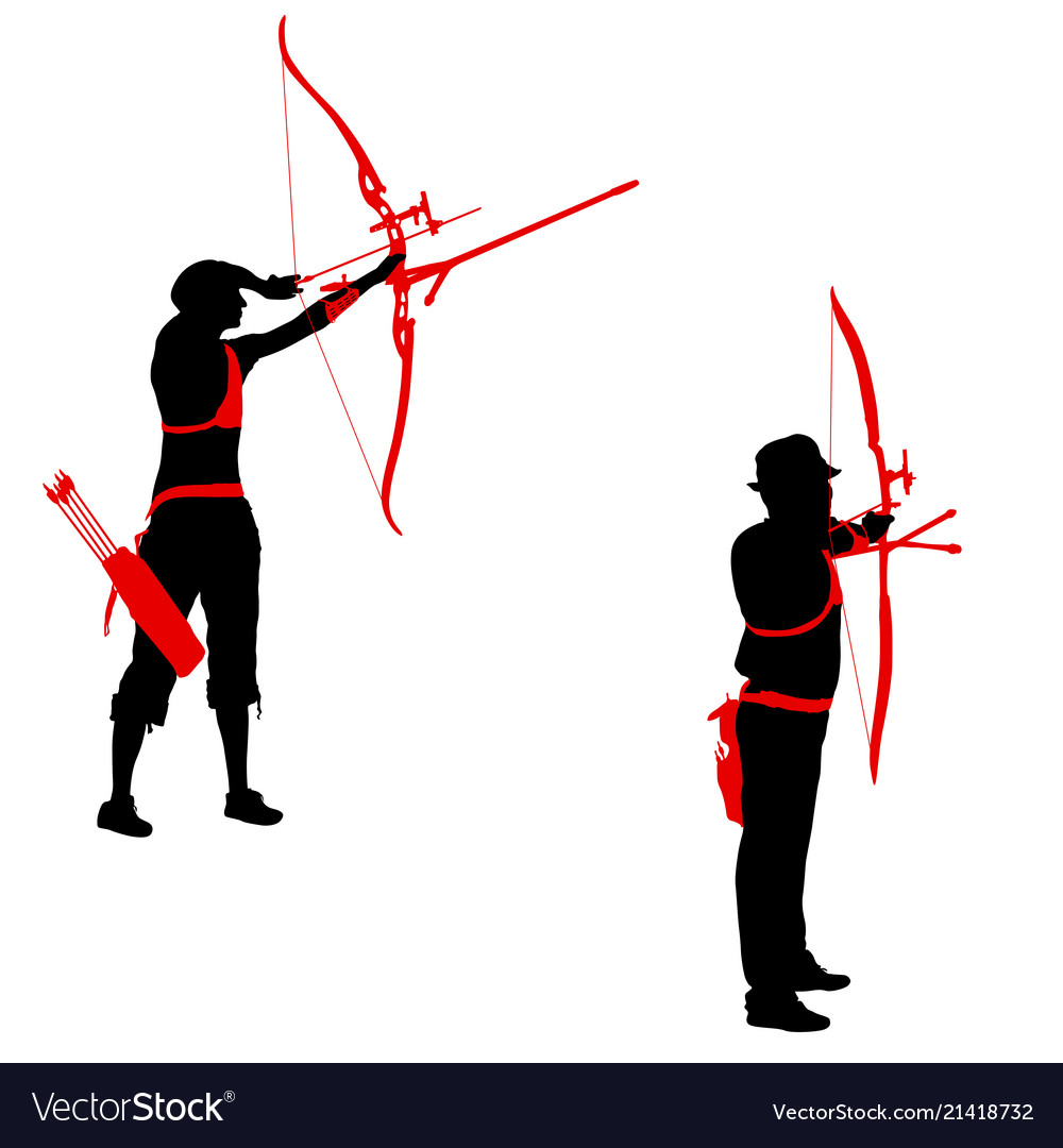 Set silhouette attractive female and male archer Vector Image Set silhouette attractive female and male archer