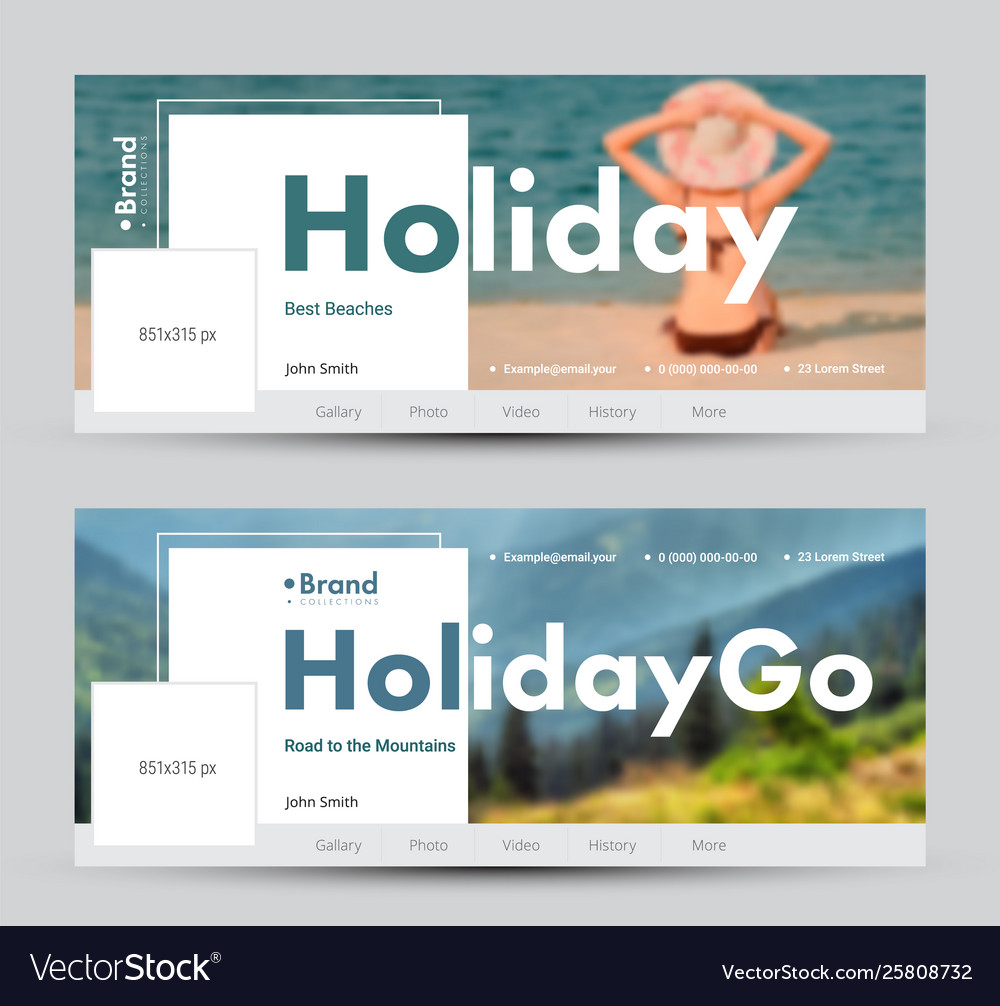 Social Network Banner Design With Square White Vector Image