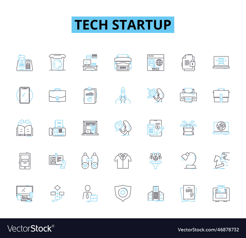 Tech startup linear icons set nnovation Vector Image Tech startup linear icons set nnovation
