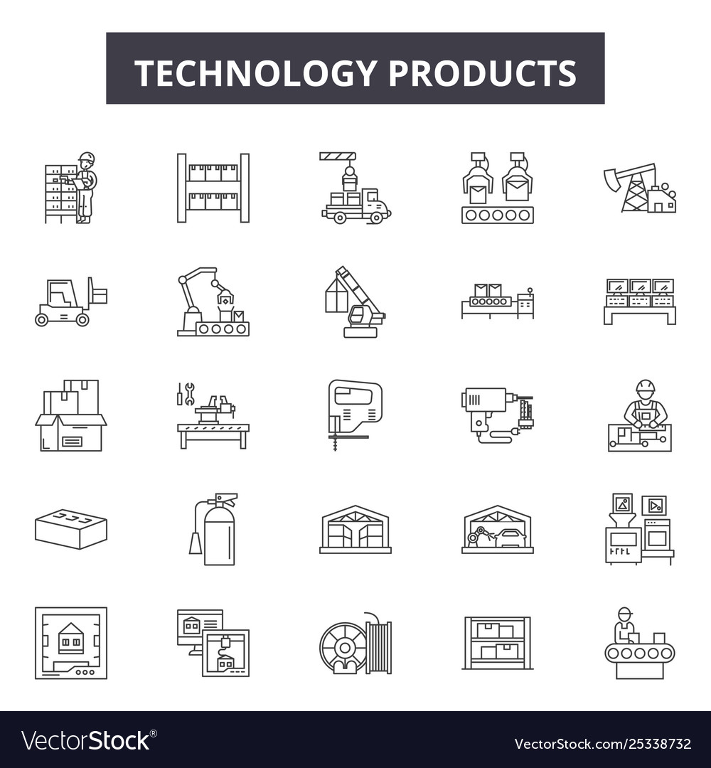 Technology products line icons signs set Vector Image