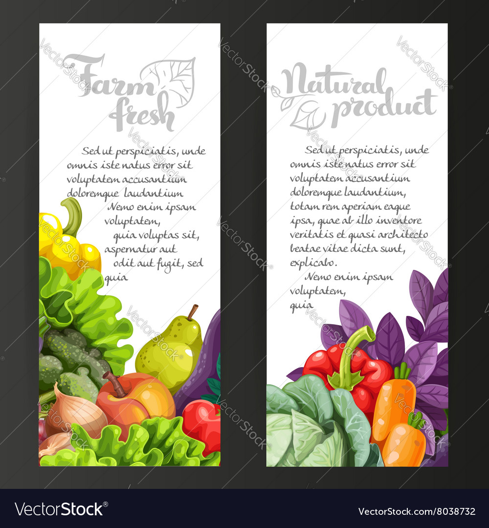 Two vertical banners with fresh fruits