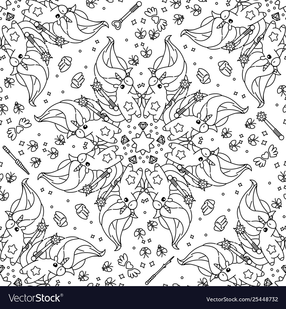 Unicorn pattern coloring page