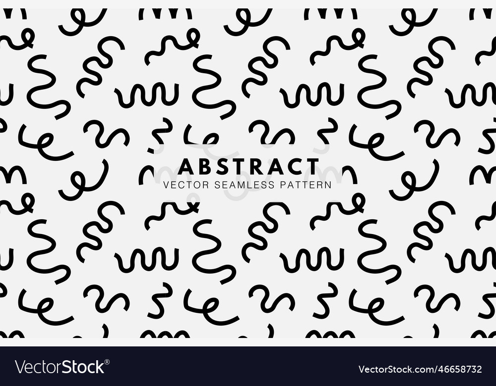 Wiggly lines black shapes seamless pattern