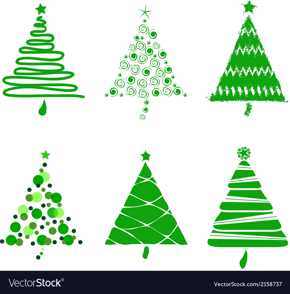 A Collection Of Christmas Trees Set Royalty Free Vector