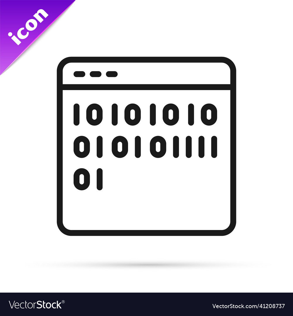 Black line binary code icon isolated on white vector image Black line binary code icon isolated on white