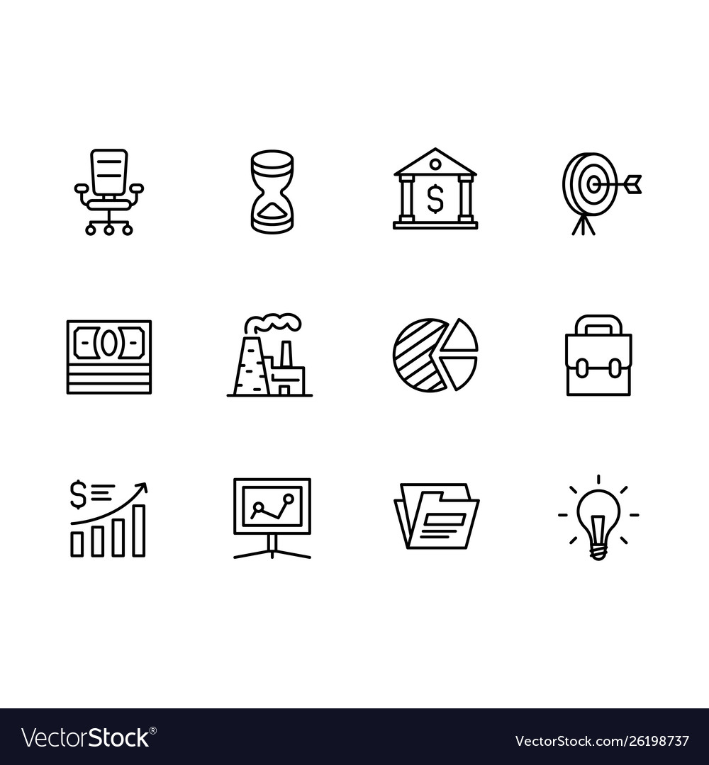 Business outline icon simple symbols set contains